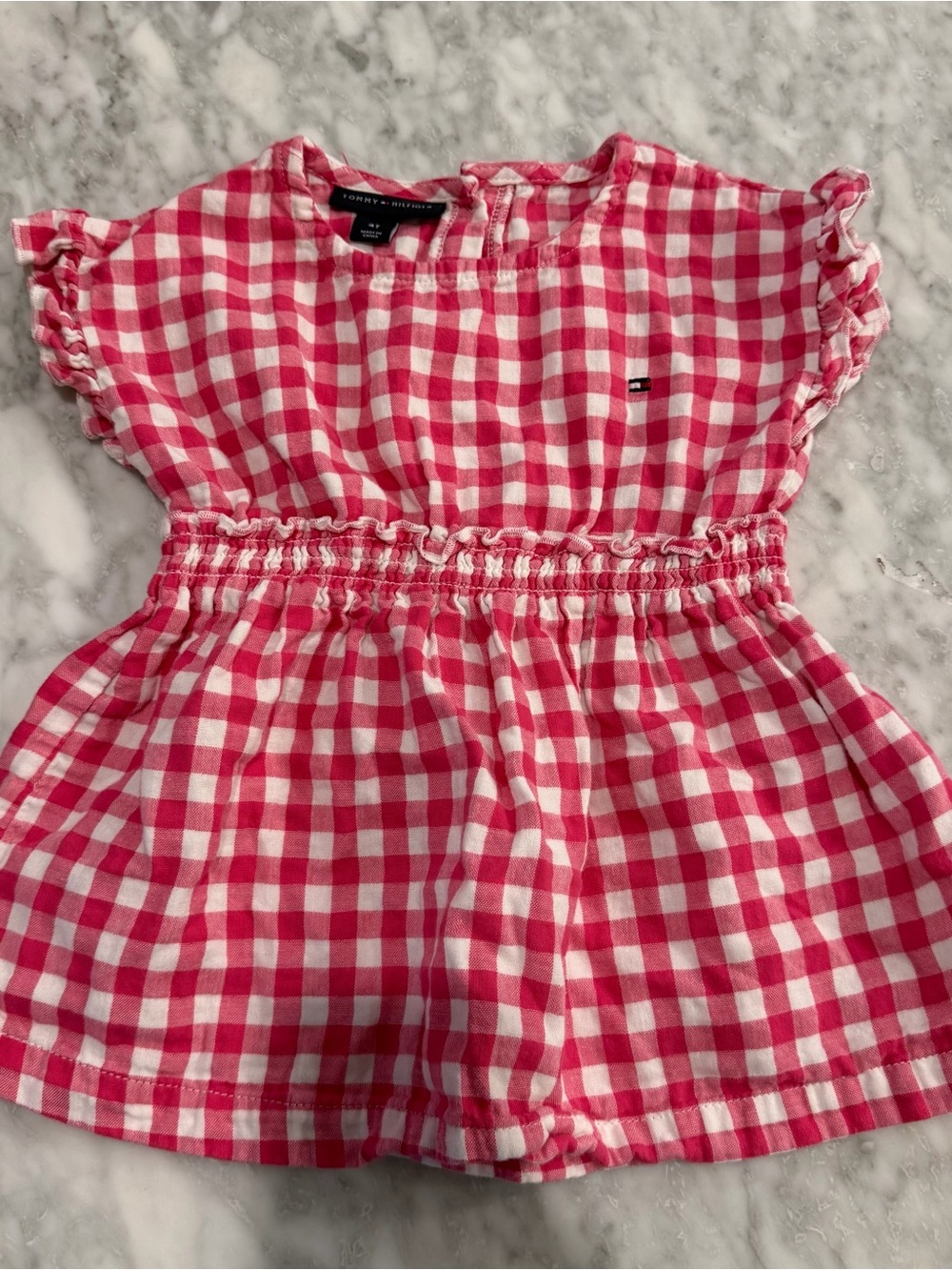 Tommy Hilfiger Pink Gingham Smocked Waist Kids Dress 4T